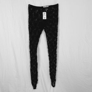 New with Tags Charlotte Russe Black Lace Leggins M Stirrup Tights Excellent